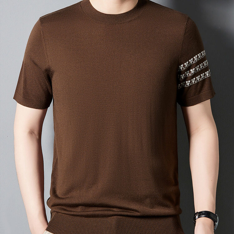 Short Sleeve Crew Neck Wool Pullover Sweater