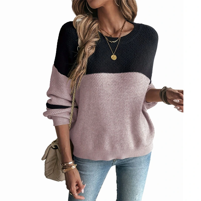 Women Color Bock Pullover Sweater